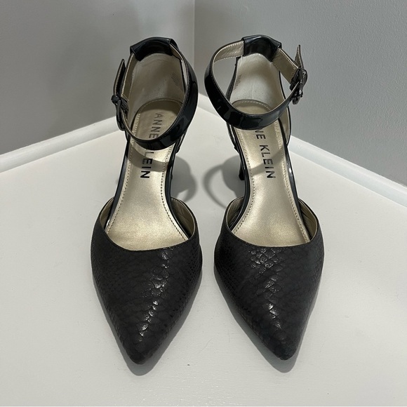 Anne Klein Fabulist Pump Gray Snakeskin Pattern Ankle Strap - Picture 4 of 13